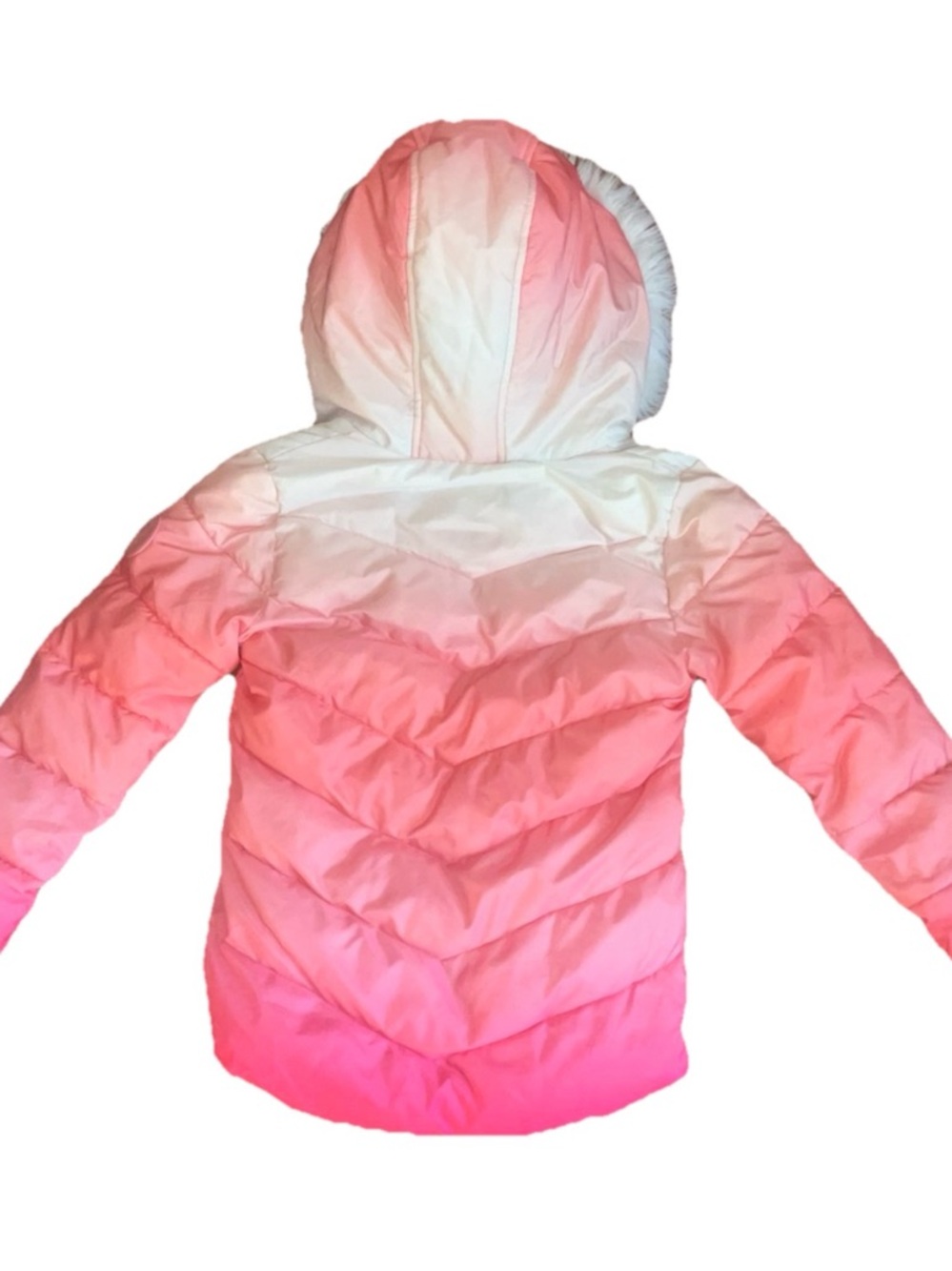 Juicy Couture Kids Pink Ombre Puffer Jacket with Faux Fur Hood - Picture 6 of 8